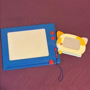 Blue Magna•Doodle and Yellow Fisher-Price Drawing Boards